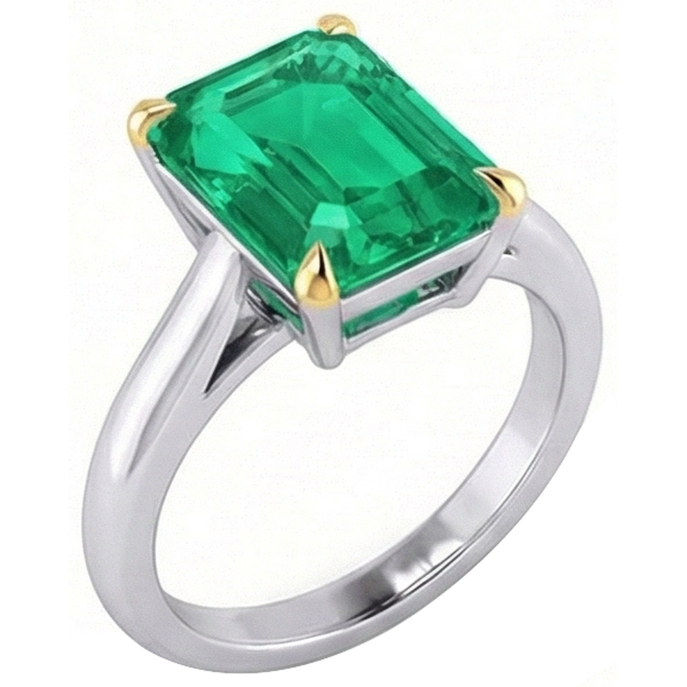 Natürlicher Edler Smaragd Farbstein-Ring 4 Karat Bicolor 14K Gold – Seitenansicht