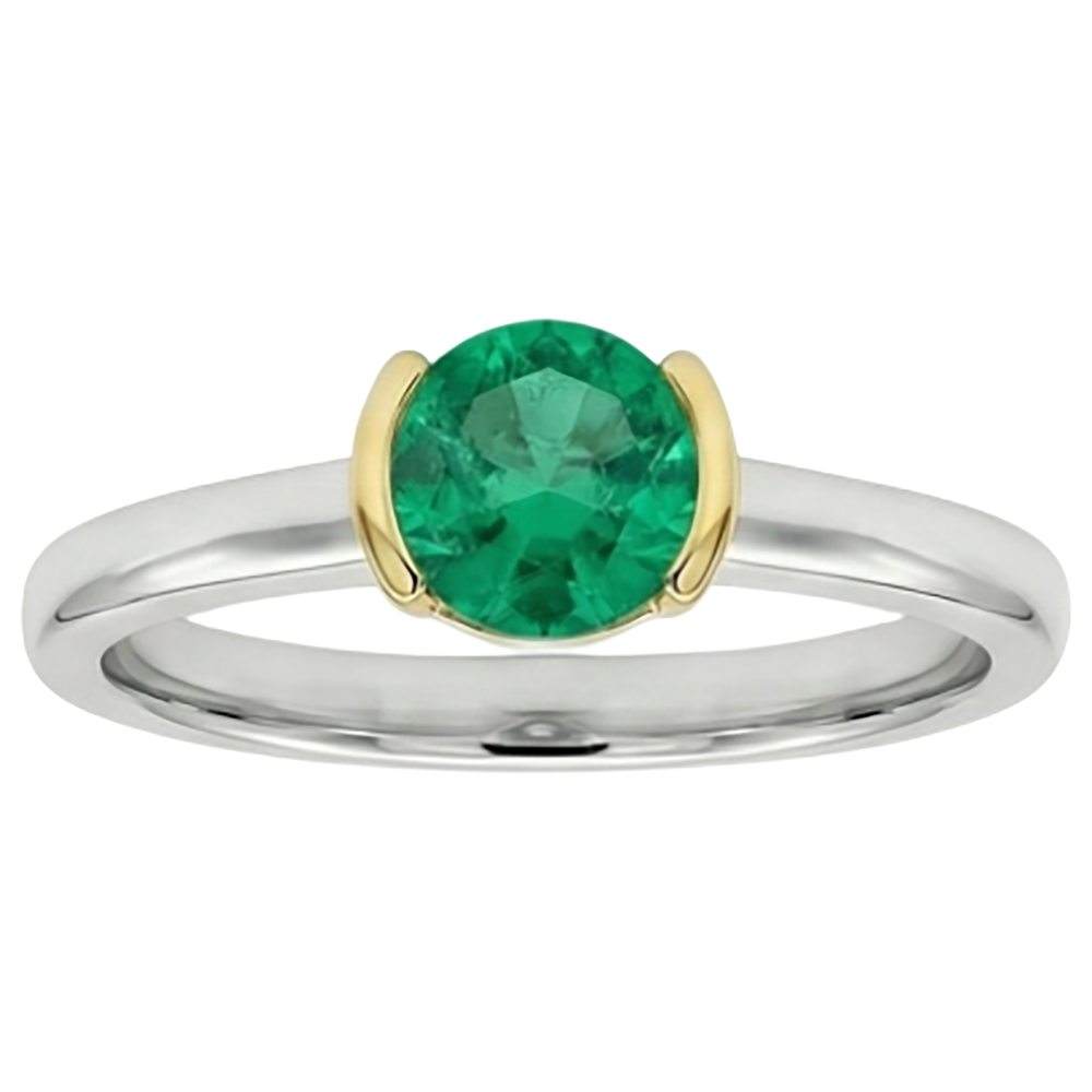 Natürlicher Smaragd Farbstein-Ring – Seitenansicht