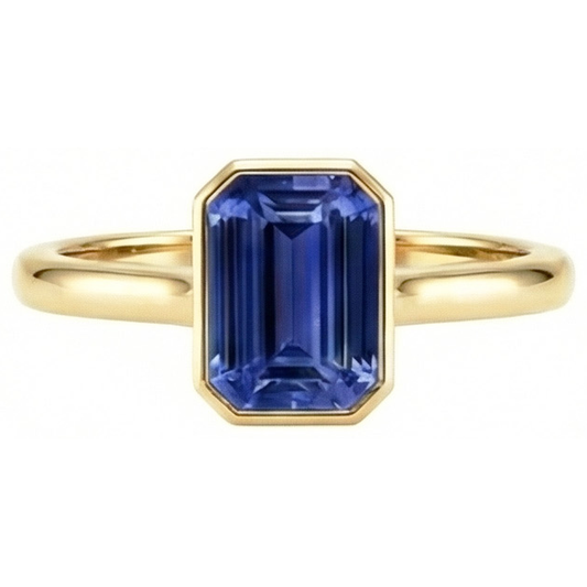 Solitaire Ring Lünette Set Smaragd Sri Lanka Saphir 3 Karat