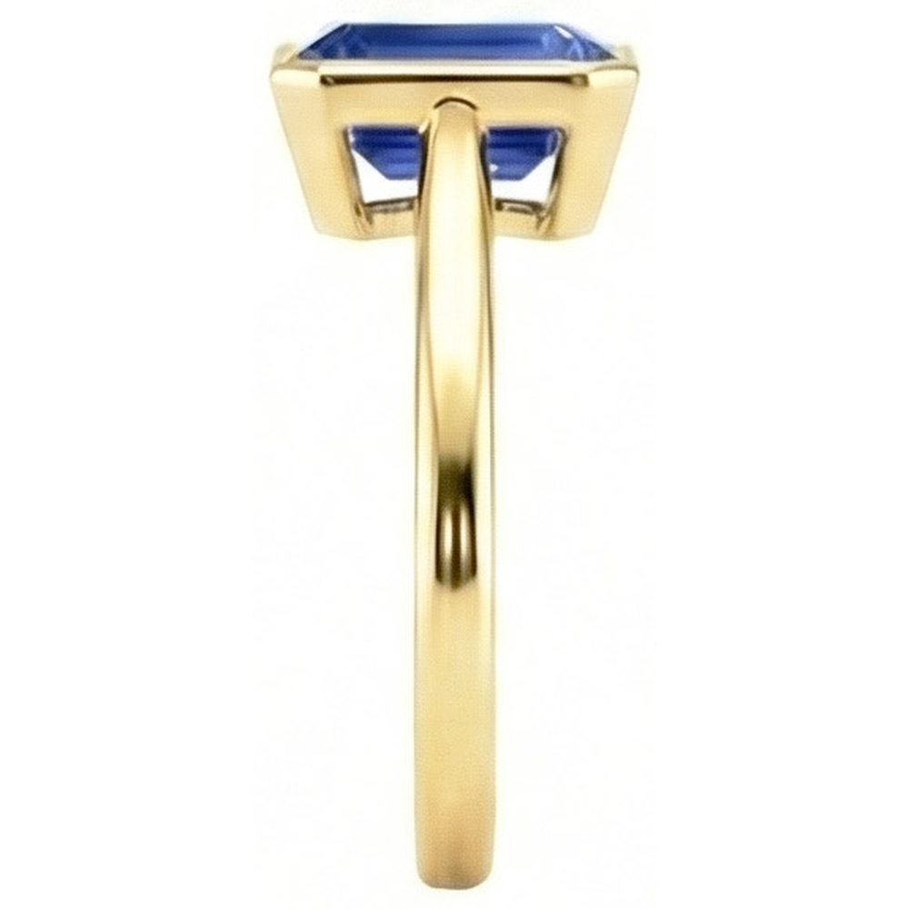 Solitaire Ring Lünette Set Smaragd Sri Lanka Saphir 3 Karat