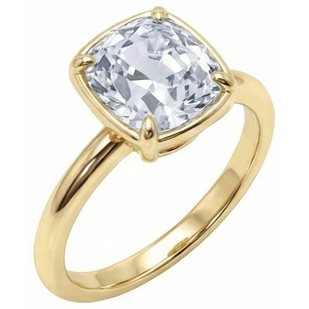 echter cushion diamant 2.25Karat ring Seitenansicht