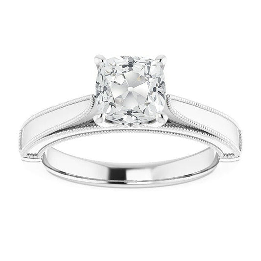 Solitaire Ringkissen alter Bergmann Echt Diamant 3.50 Karat Milgrain Shank