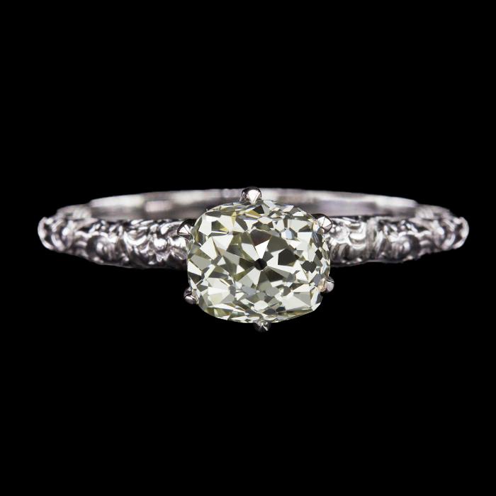 Solitaire Ringkissen alter Bergmann Natürliche Diamant Gold Vintage Style 3 Karat