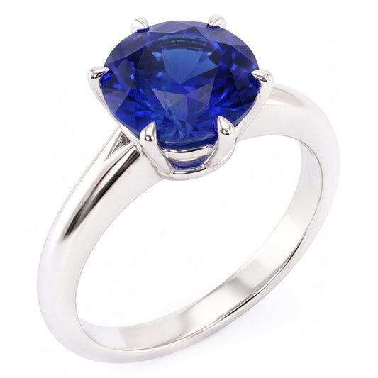 Solitaire Runder Blauer Saphir Ring Krapfen Set