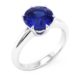 Solitaire Runder Blauer Saphir Ring Krapfen Set