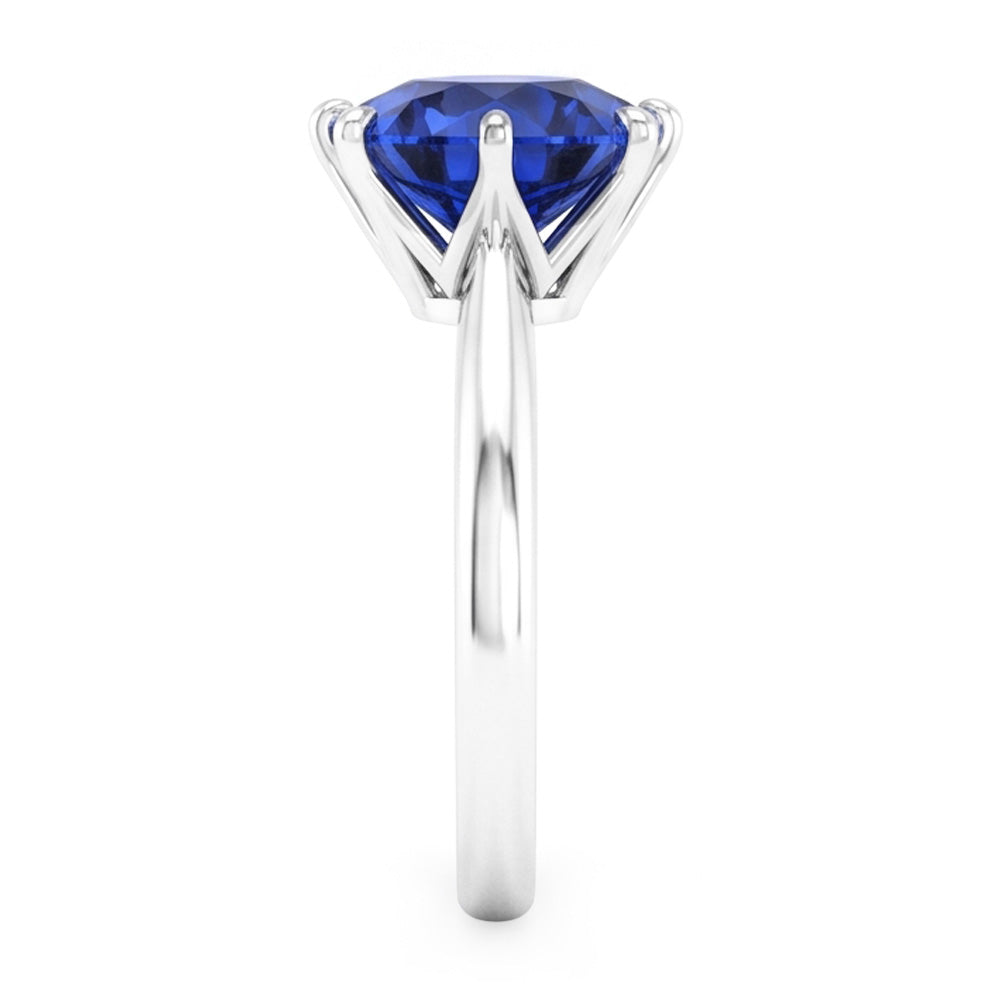 Solitaire Runder Blauer Saphir Ring Krapfen Set
