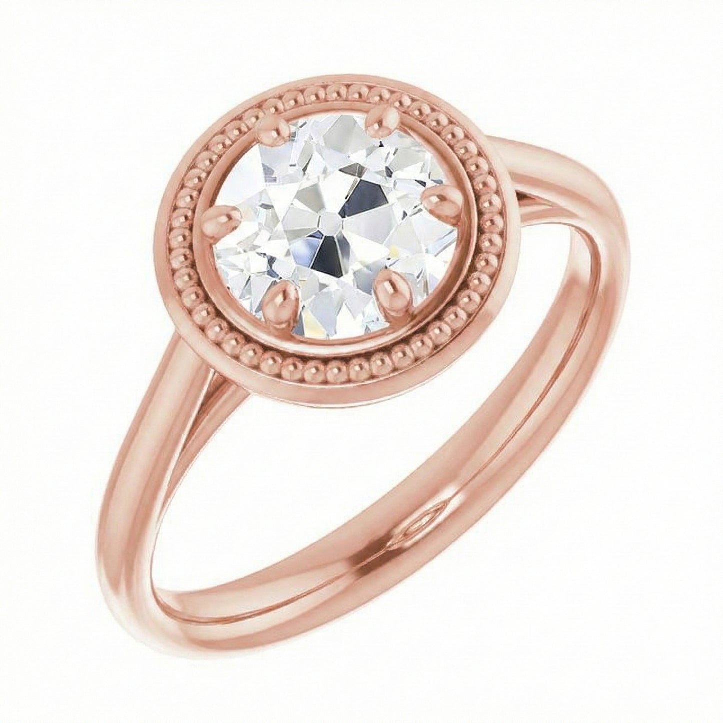 Solitaire Runder Echt Natürlicher Diamant ( nicht im Labor gezüchtet )ring im alten Minenschliff 2.50 Karat Milgrain Shank