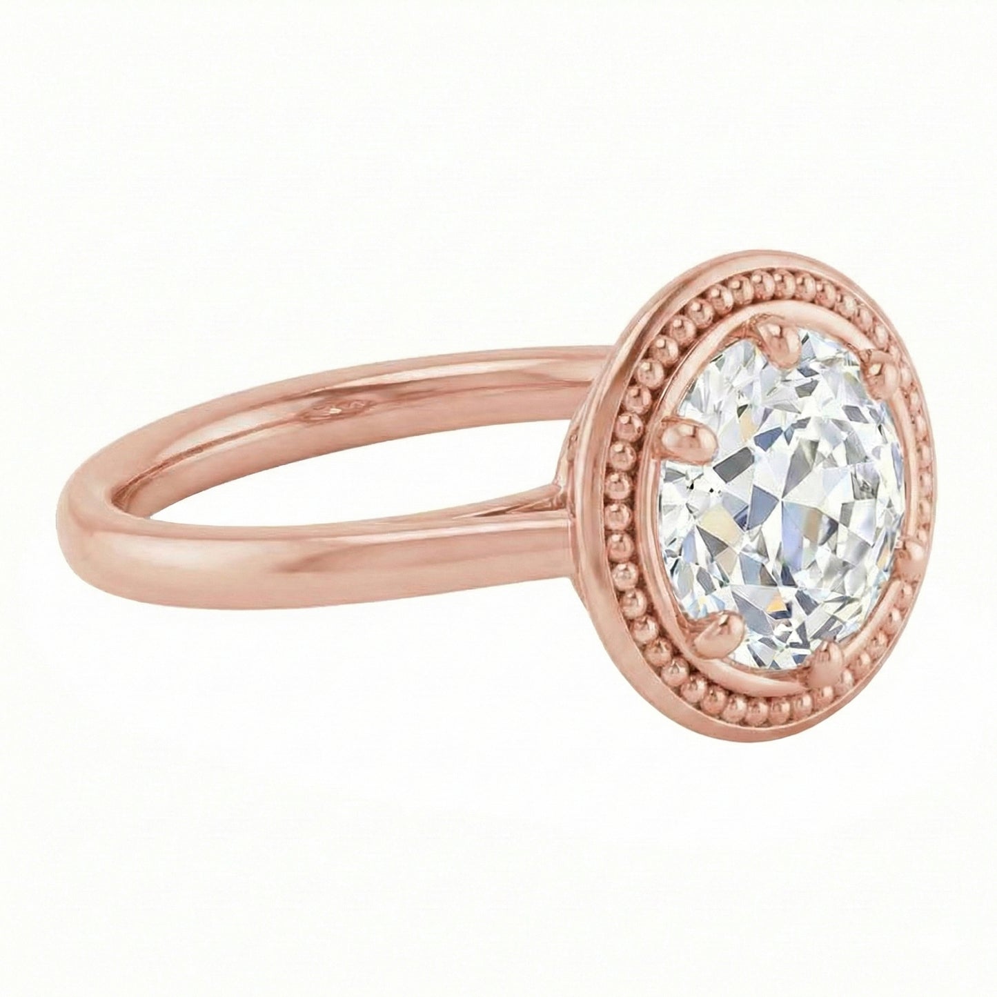 Solitaire Runder Echt Natürlicher Diamant ( nicht im Labor gezüchtet )ring im alten Minenschliff 2.50 Karat Milgrain Shank