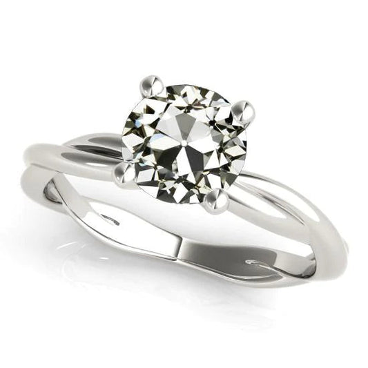 Solitaire Runder Natürlich Diamant ring im alten Minenschliff Twisted Style 2 Karat