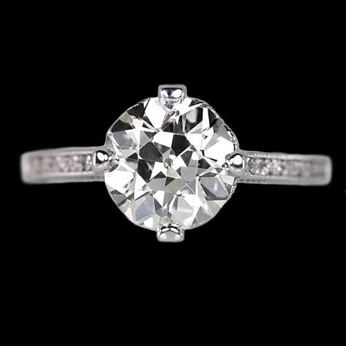 Solitaire Runder Ring Akzente Krappen-Set alter Bergmann Echt Aus der Erde Abgebauter Natürlicher Diamants 2,50 Karat