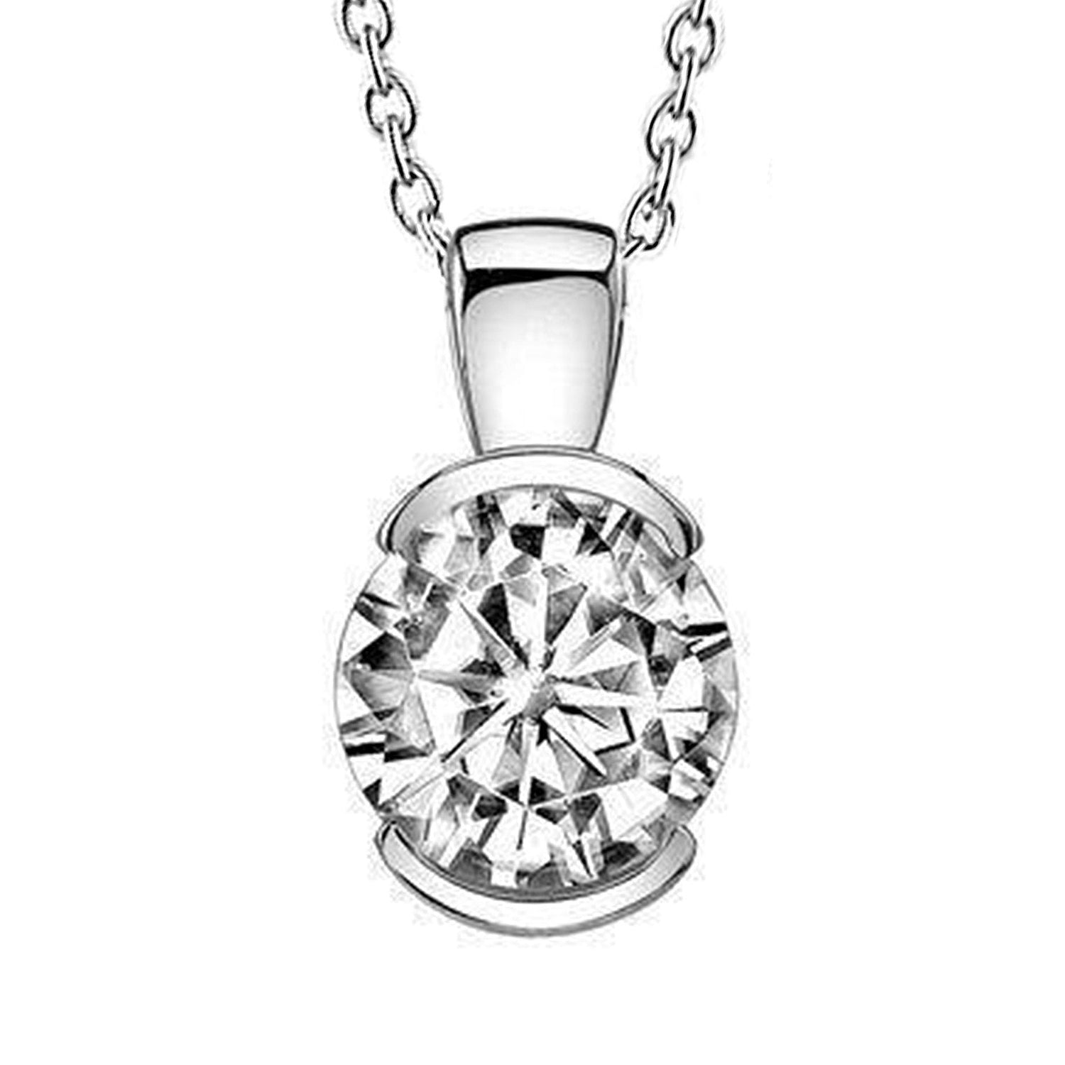 Solitaire Rundschliff Echt Diamant Damen Anhänger 2 Kt Weißgold Schmuck