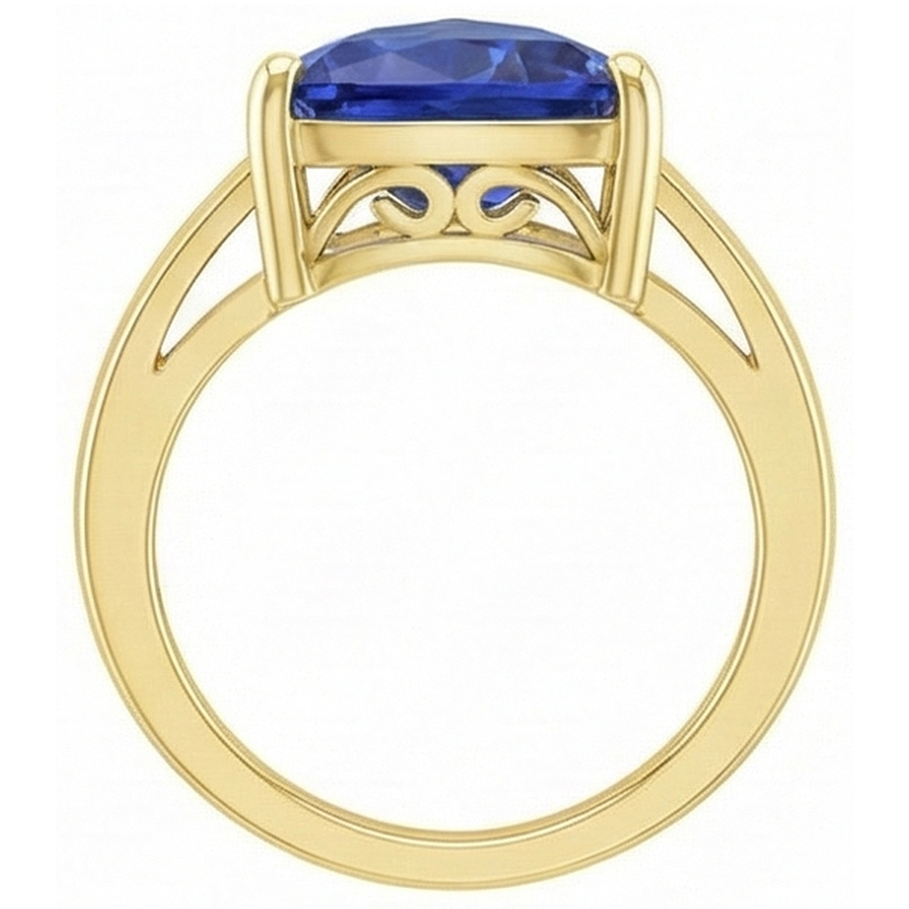 Solitaire Trillion Blue Saphir Ring Gelbgold Schmuck 3 Karat