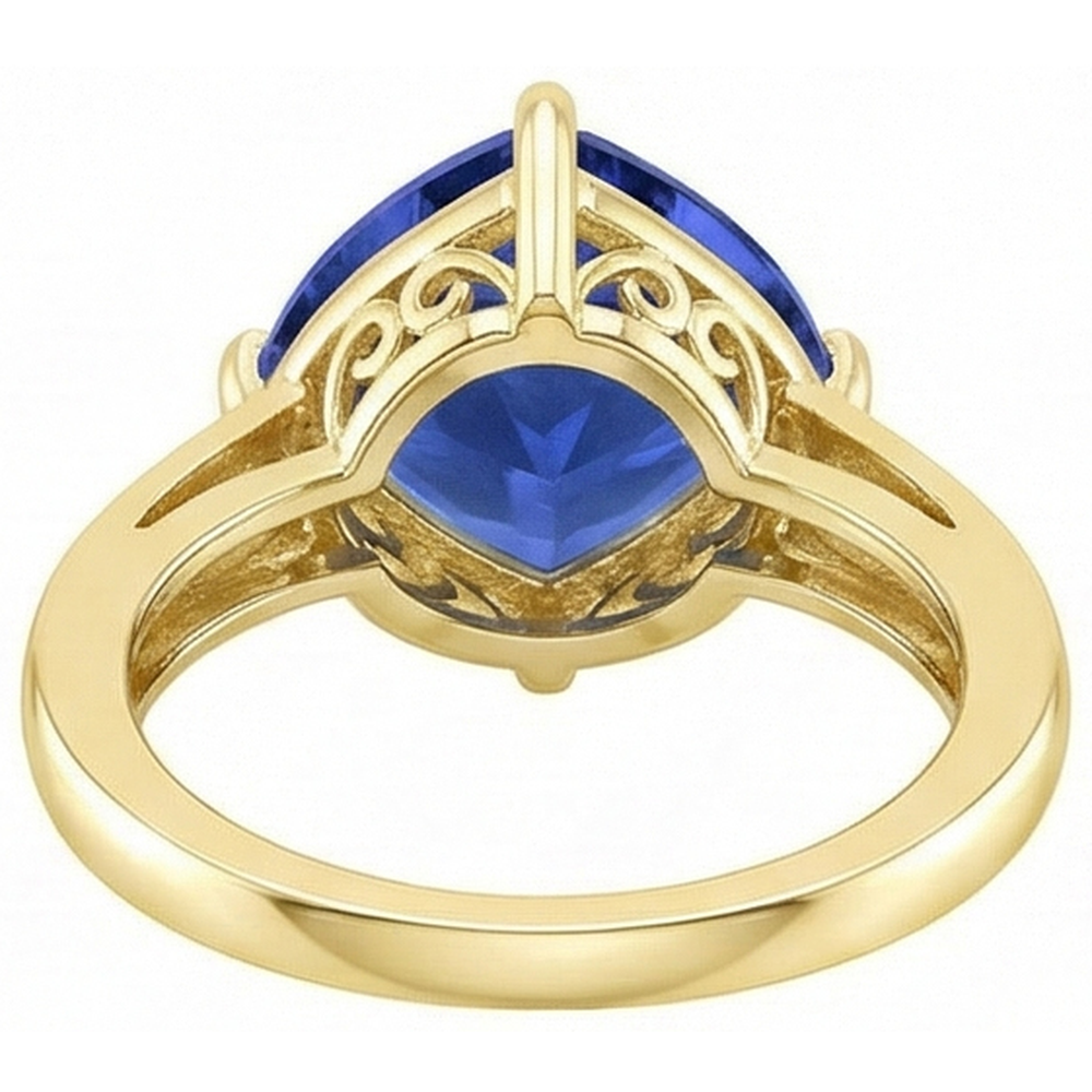 Solitaire Trillion Blue Saphir Ring Gelbgold Schmuck 3 Karat
