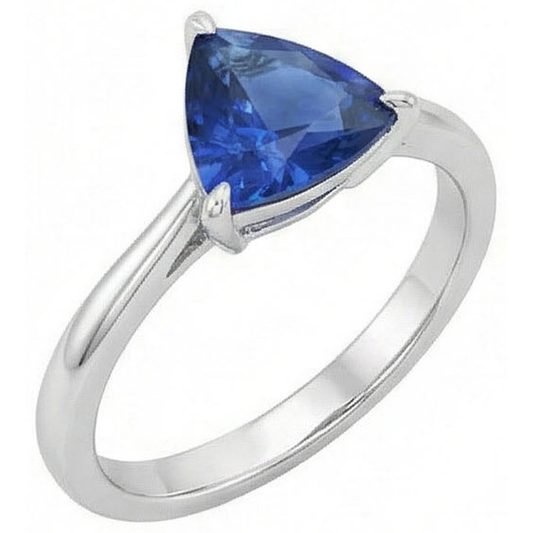 Solitaire Trillion Deep Blue Saphir 1,50 Karat Zinken-Set Schmuck