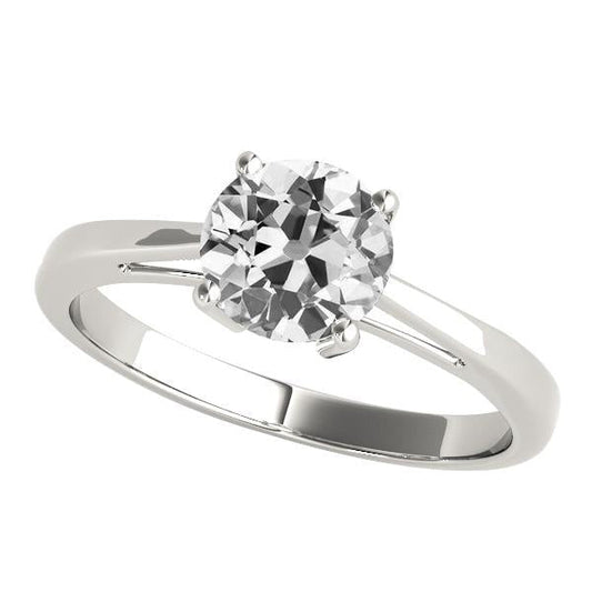 Solitaire alter Bergmann Echt Diamant Ehering 2 Karat 14K Weißgold