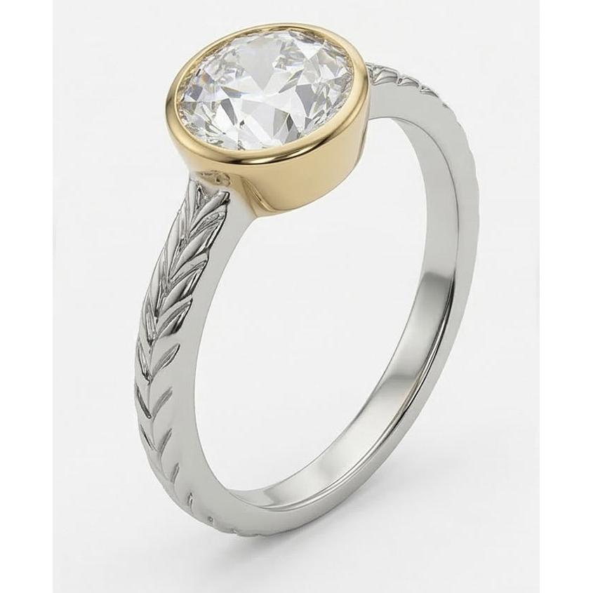Solitaire alter Bergmann Echt Natürlicher Diamant ( nicht im Labor gezüchtet ) Ring Lünette Set Vintage Style 1.50 Karat