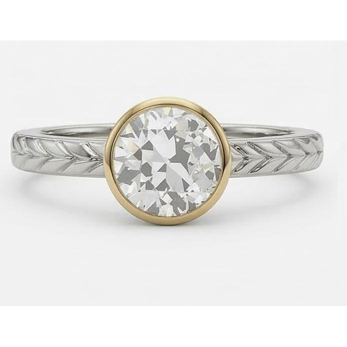Solitaire alter Bergmann Echt Natürlicher Diamant ( nicht im Labor gezüchtet ) Ring Lünette Set Vintage Style 1.50 Karat