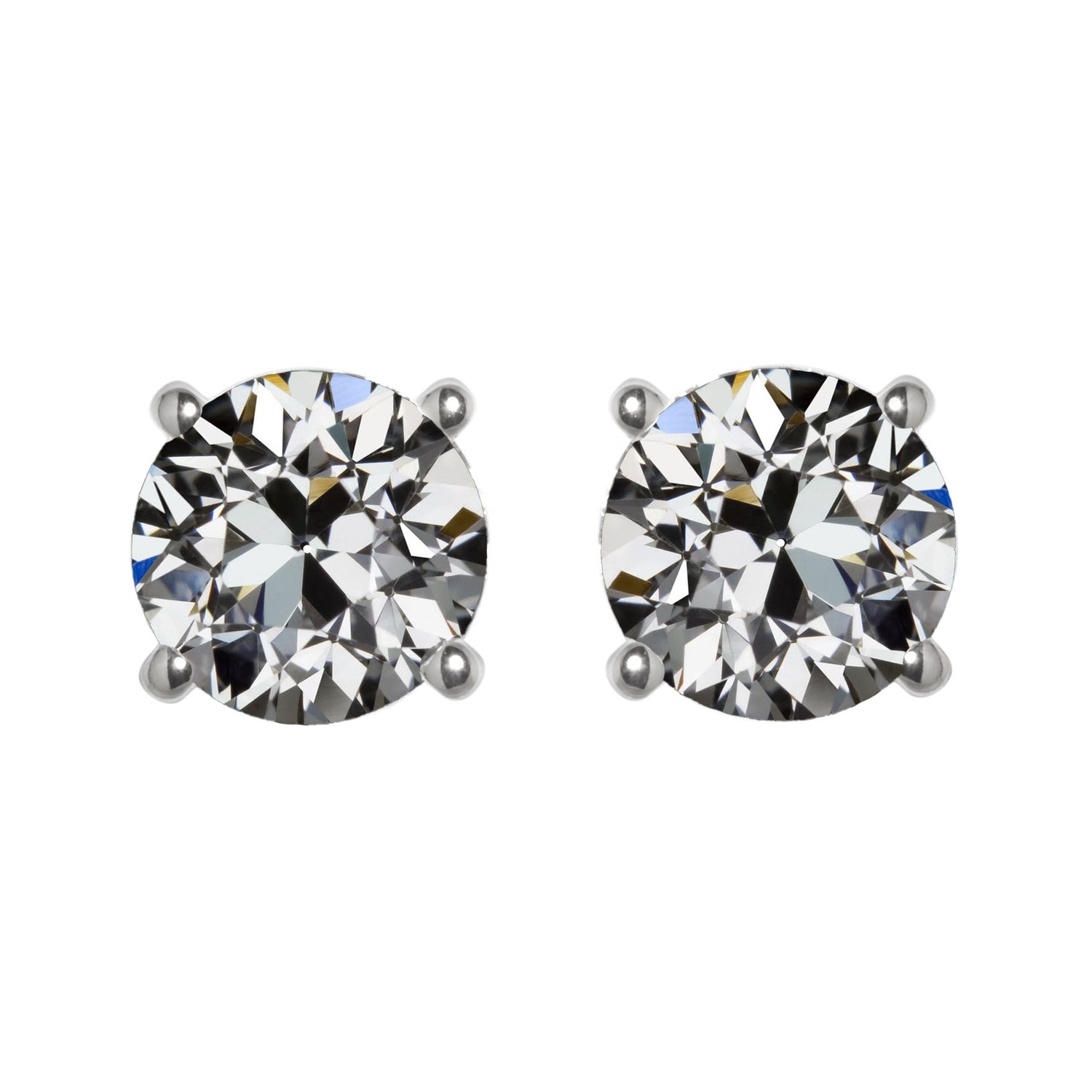 Natürlicher Edler Diamant Ohrstecker 2 Karat 14K Weißgold – Hauptansicht
