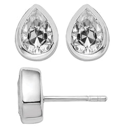 Diamant Zargenfassung Ohrstecker 4 Karat in 14K Weißgold