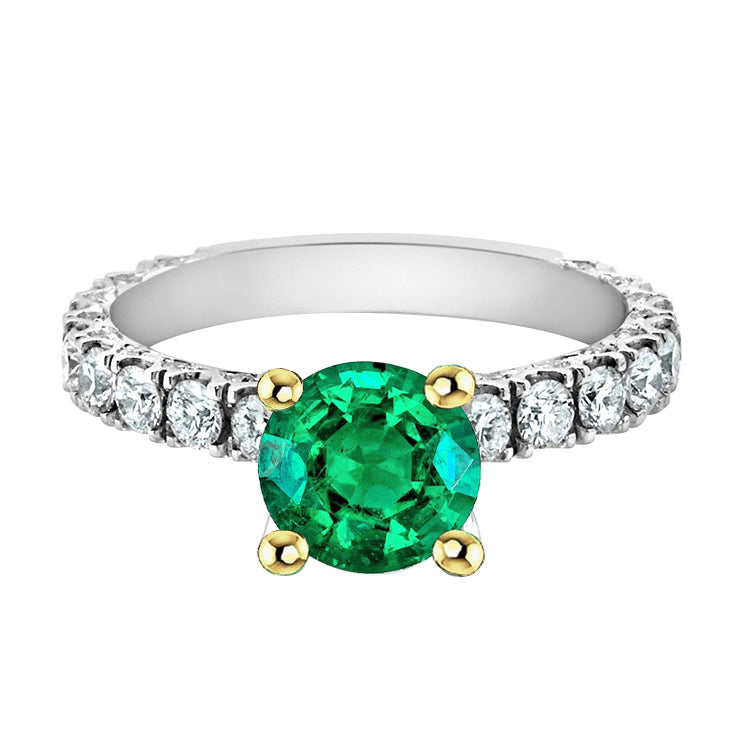 Kolumbianischer Smaragd Schmuckstein-Ring 2,50-Karat Bicolor 14K Gold – Hauptansicht