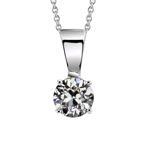 Diamant Anhänger-Halskette 1,50-Karat 14 Karat Weißgold – Hauptansicht