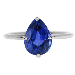 14 Karat Weißgold Farbstein-Ring mit Kornblumenblauer Saphir