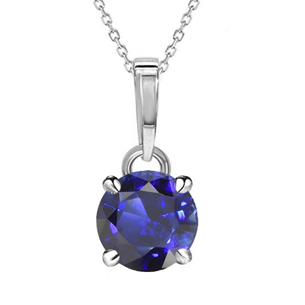 Stein-Halskette 14 Karat Weißgold mit Royalblauer Saphir – Hauptansicht