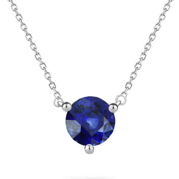 Kornblumenblauer Saphir Edelstein-Anhänger 2-Karat 14K Weißgold – Hauptansicht