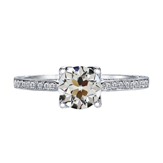 Antik-Kissen-Schliff Diamant Ring in 14 Karat Weißgold – Hauptansicht