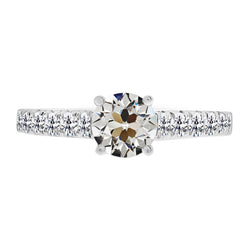 14K Weißgold Diamant Solitär-Ring mit Akzenten – 3-Karat