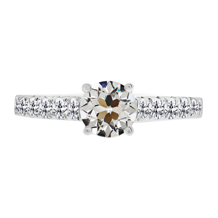 Erdgewonnener Diamant Solitär-Ring mit Akzenten – Hauptansicht