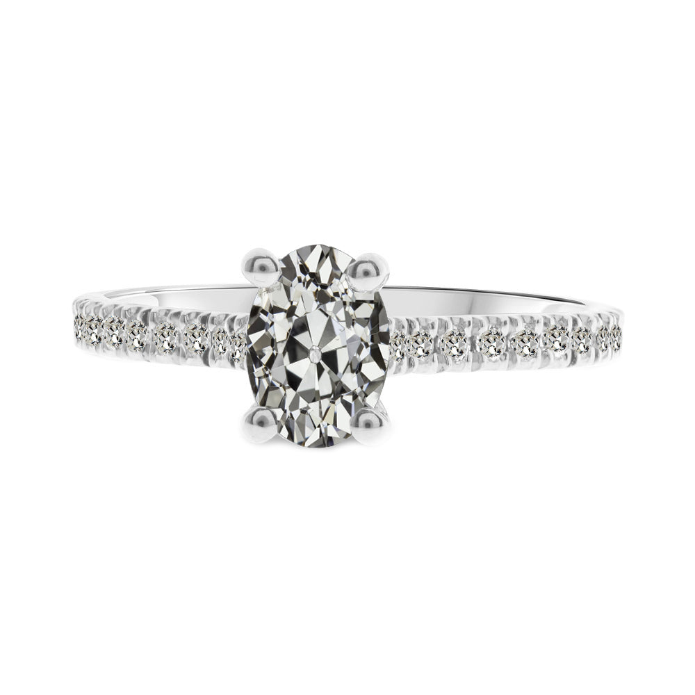 Old Mine Cut Diamant Ring in 14K Weißgold – Hauptansicht