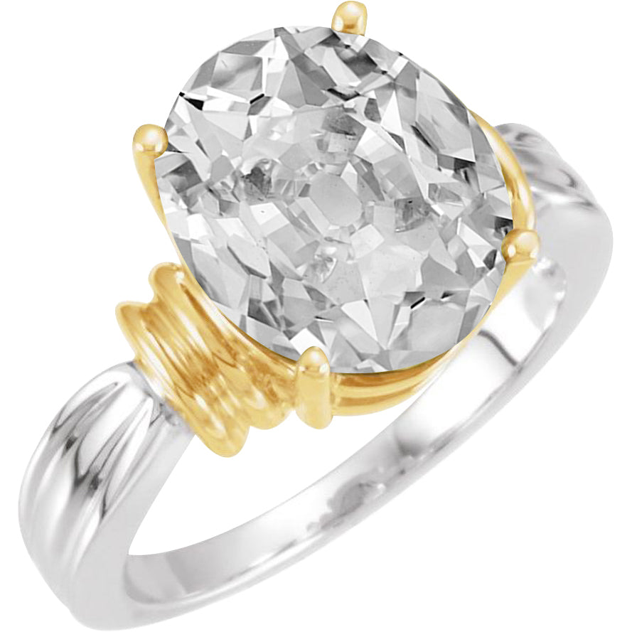 Brillant Old Mine Cut Solitär-Verlobungsring in Bicolor 14K Gold – Hauptansicht
