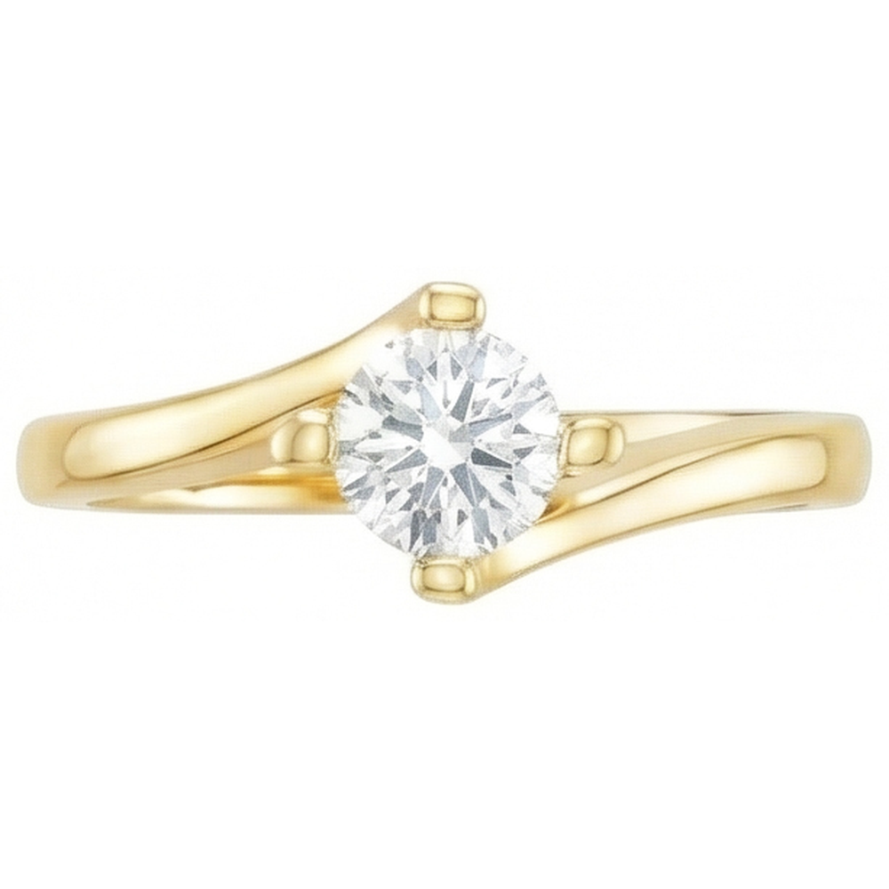 Solitär 1,75 Karat Natürlich Aus der Erde Abgebauter Natürlicher Diamant Ehering Gelbgold 14K