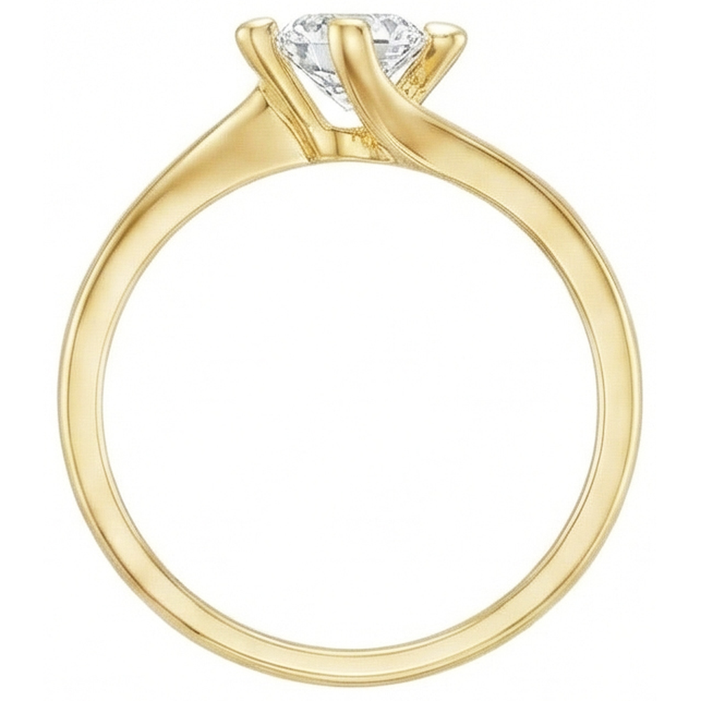 Solitär 1,75 Karat Natürlich Aus der Erde Abgebauter Natürlicher Diamant Ehering Gelbgold 14K