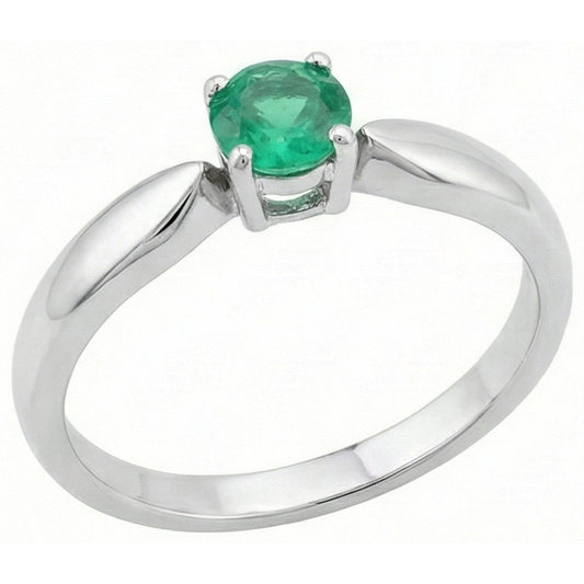 Solitär 2.50 ct Grün Smaragd-Verlobungsring im Rundschliff Weißgold 14K