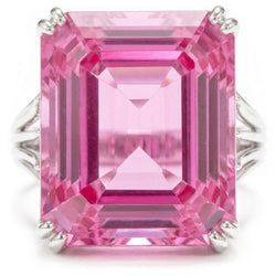 Solitär Asscher Cut 18 Karat Rosa Kunzit Ehering Weißgold