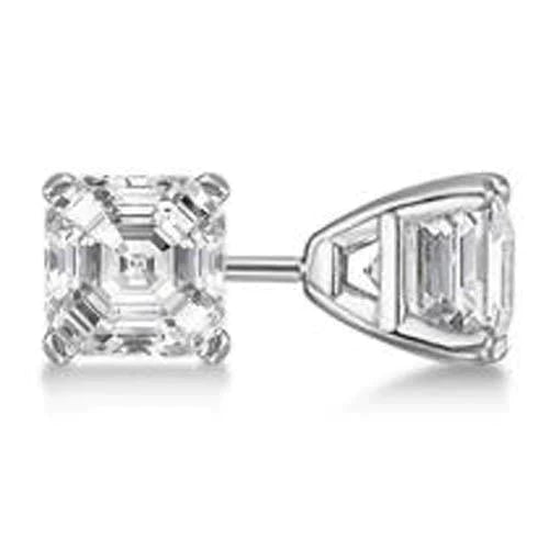 Solitär Asscher Cut Echt Diamant Ohrstecker Krappen Set 2 Karat WG 14K