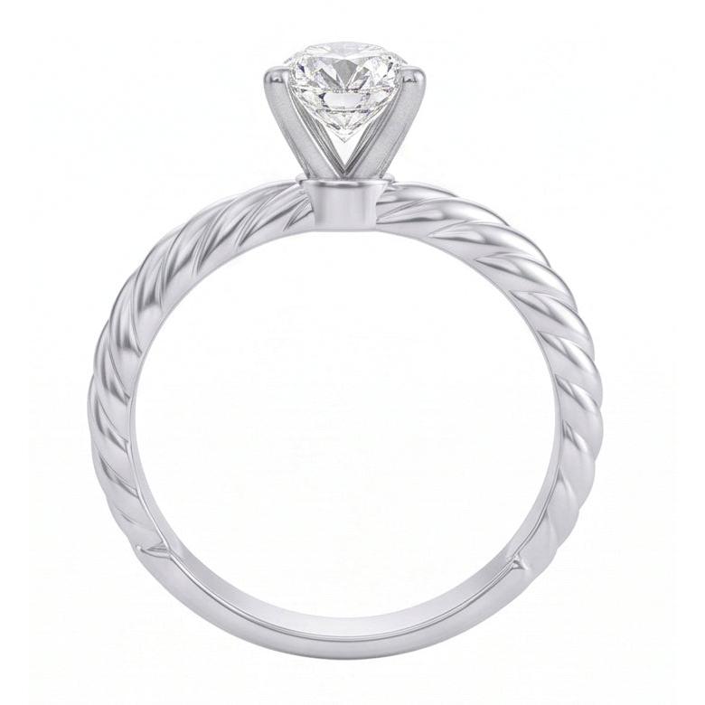Solitär-Birnen-Echt Aus der Erde Abgebauter Natürlicher Diamant 1.50 Karat Ehering Seil Stil Schaft