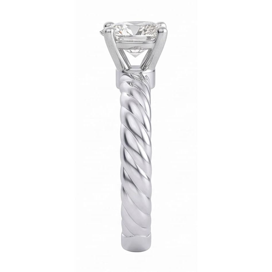 Solitär-Birnen-Echt Aus der Erde Abgebauter Natürlicher Diamant 1.50 Karat Ehering Seil Stil Schaft