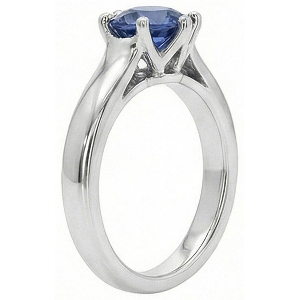 Solitär Blauer Saphir Edelstein Ring 2 Karat Weißgold