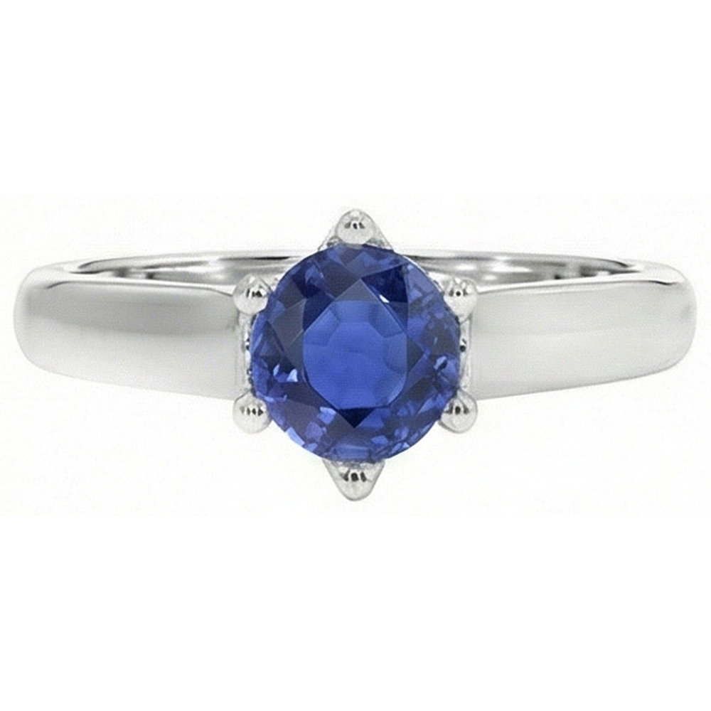 Solitär Blauer Saphir Edelstein Ring 2 Karat Weißgold