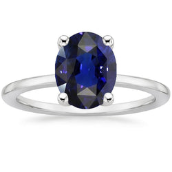 Solitär Blauer Saphir Ring Schmuck Weißgold Krappen Set 2 Karat
