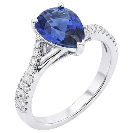 Solitär Blauer Saphir Ring Weißgold Pave Set Natürlicher Diamant ( nicht im Labor gezüchtet )en 4 Karat