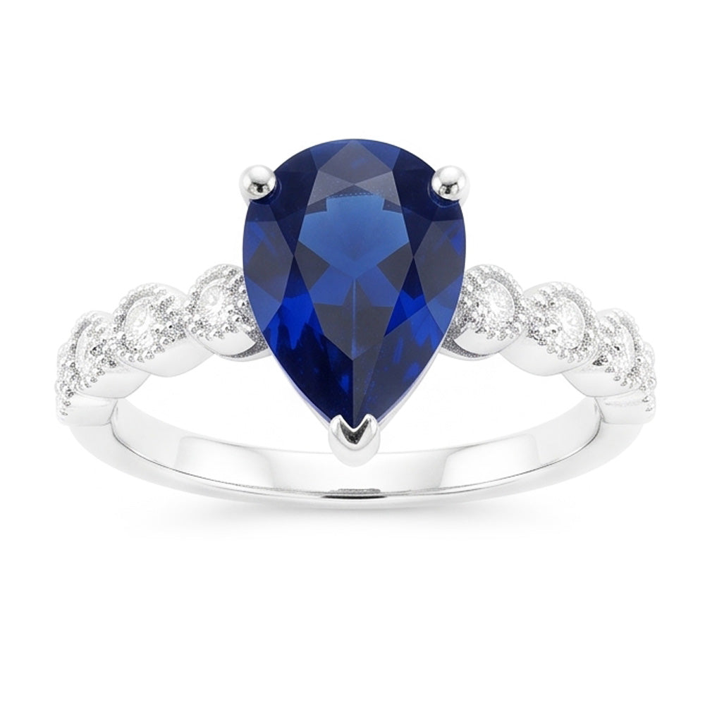 Solitär-Ceylon-Saphirring & runde Natürlicher Diamant ( nicht im Labor gezüchtet )akzente 3,50 Karat