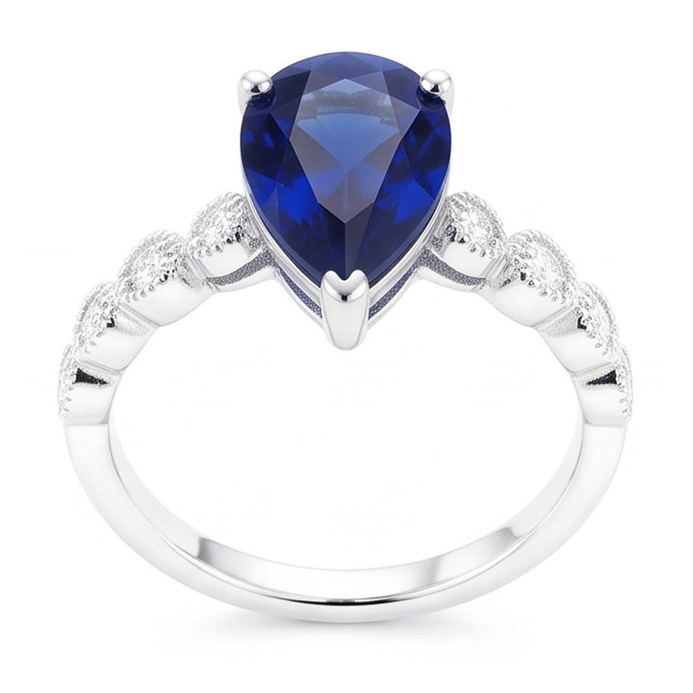Solitär-Ceylon-Saphirring & runde Natürlicher Diamant ( nicht im Labor gezüchtet )akzente 3,50 Karat
