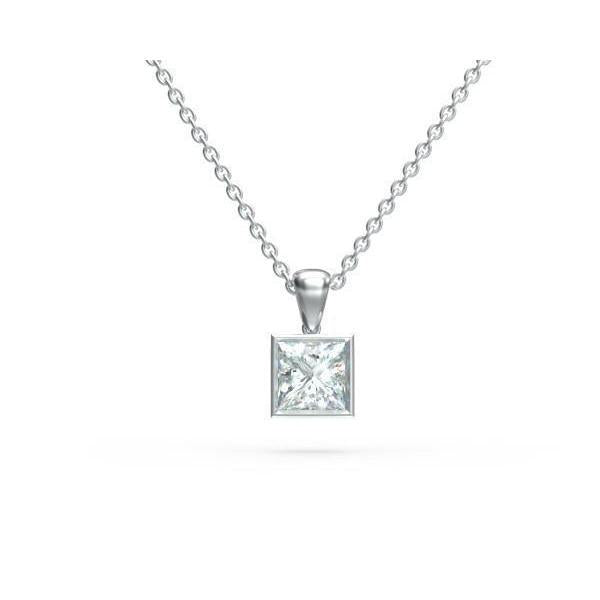 Solitär-Diamant im Princess-Schliff, echter Halskettenanhänger mit 1,00 Karat Lünette
