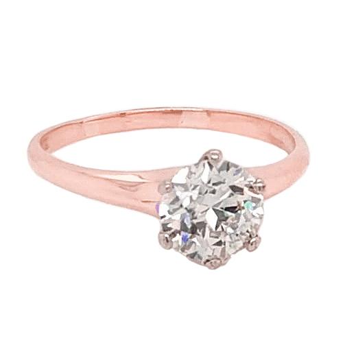 Solitär-Echt Diamant-Verlobungsring 2 Karat Roségold 14K