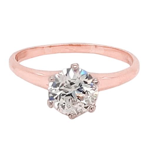 Solitär-Echt Diamant-Verlobungsring 2 Karat Roségold 14K