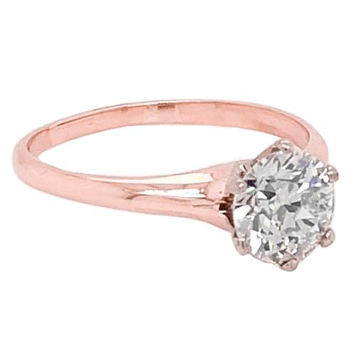 Solitär-Echt Diamant-Verlobungsring 2 Karat Roségold 14K